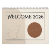 Minimalist Cat -Themed 2026 Desk Calendar Template Kalender (Titelbild)