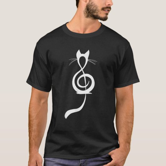 Minimalist Cat Treble Clef Music Art Music Lover D T-Shirt (Vorderseite)