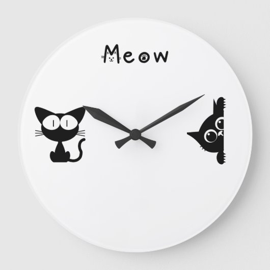 Minimalist Cat Wall Clock Große Wanduhr (Vorderseite)