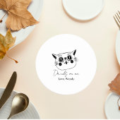 Minimalist Cat Wedding Drink Coaster Runder Pappuntersetzer