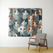 Minimalist Cats Collage Wallpaper Wandteppich (Beispiel (Horizontal))