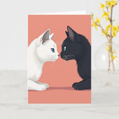 Minimalist Cats Love Card Karte (Gelbe Blume)
