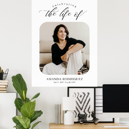 Minimalist Celebration of Life Photo Black&White Poster (Heimbüro)