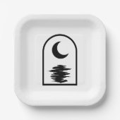Minimalist Celestial Moon and Water Pappteller (Vorderseite)