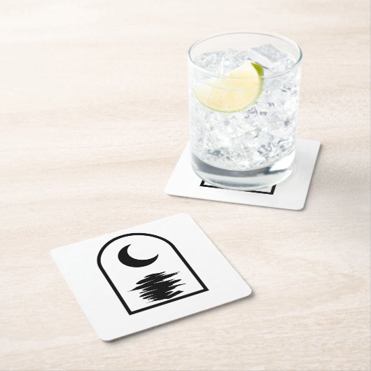 Minimalist Celestial Moon and Water Rechteckiger Pappuntersetzer (Vor Ort)