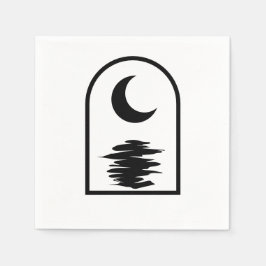 Minimalist Celestial Moon and Water Serviette