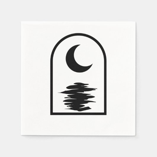 Minimalist Celestial Moon and Water Serviette (Vorderseite)