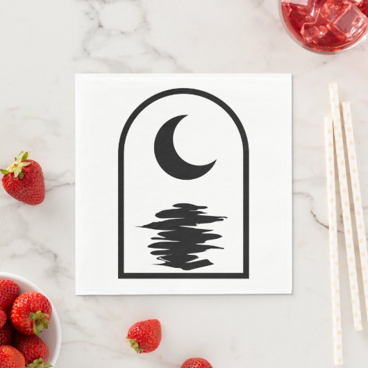 Minimalist Celestial Moon and Water Serviette (Beispiel)