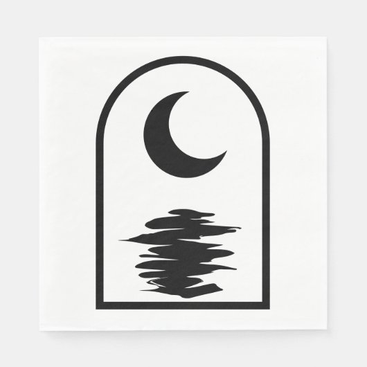 Minimalist Celestial Moon and Water Serviette (Vorderseite)