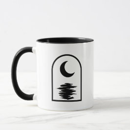 Minimalist Celestial Moon and Water Tasse