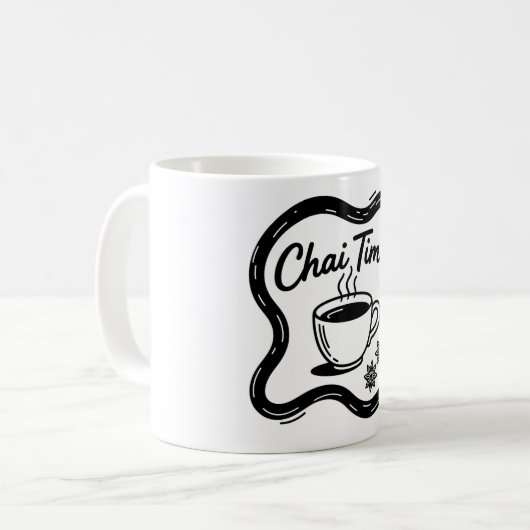 Minimalist Chai Time Typography Art Kaffeetasse (Vorderseite Links)
