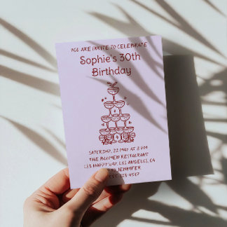 Minimalist Champagne Tower 30th Birthday Party     Einladung