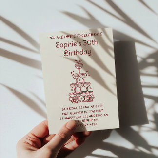 Minimalist Champagne Tower 30th Birthday Party     Einladung