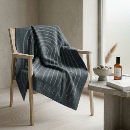 Minimalist Charcoal Blue Arch Line Art Quiet Luxur Fleecedecke