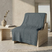 Minimalist Charcoal Blue Arch Line Art Quiet Luxur Fleecedecke