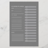 Minimalist Charcoal Grey Daily Learning Planner Flyer (Hinten)