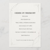 Minimalist Charcoal Line Wedding Ceremony Program Programm (Rückseite)