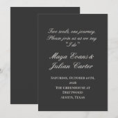  Minimalist Charcoal & Warm White Wedding  Einladung (Vorne/Hinten)