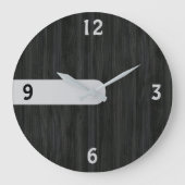 Minimalist Charcoal Wood Grain Wall Clock Große Wanduhr (Vorderseite)