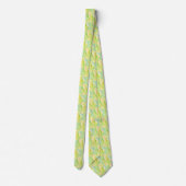 Minimalist Chartreuse Impressionist Blumenmuster Krawatte (Rückseite)
