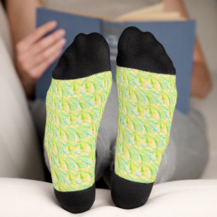 Minimalist Chartreuse Impressionist Blumenmuster Socken