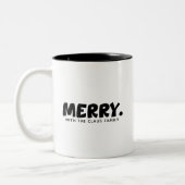 Minimalist Cheer: Personalized "MERRY." Statement Zweifarbige Tasse (Links)