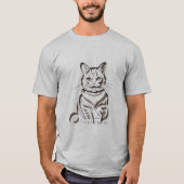 Minimalist Cheerful Cat Simple Line Art T-Shirt (Vorderseite)