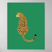 Minimalist Cheetah Illustration Green  Poster (Vorne)