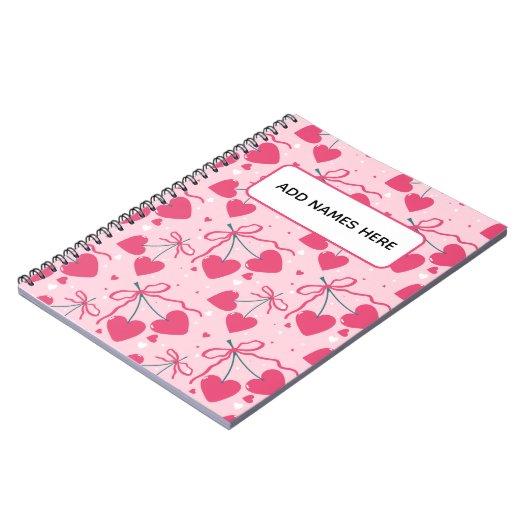 Minimalist Cherry Heart Notebook | Cute Retro Repe Notizblock (Linke Seite)