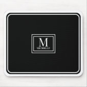 Minimalist Chic Black Monogram Double Boarder Mousepad (Vorne)