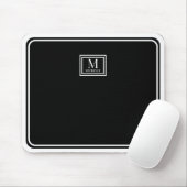 Minimalist Chic Black Monogram Double Boarder Mousepad (Mit Mouse)
