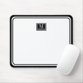 Minimalist Chic Black Monogram Double Boarder Mousepad (Mit Mouse)