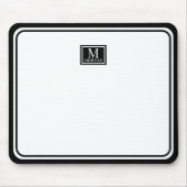 Minimalist Chic Black Monogram Double Boarder Mousepad (Vorne)