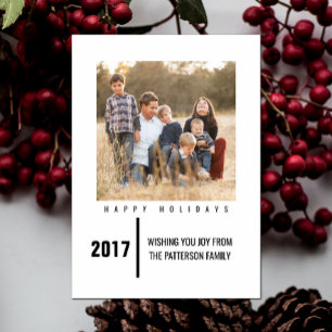 Minimalist Chic Holiday Foto Card Black Feiertagskarte