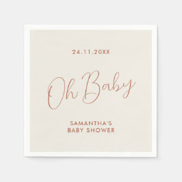 Minimalist Chic Script ivory Oh Baby Shower Serviette