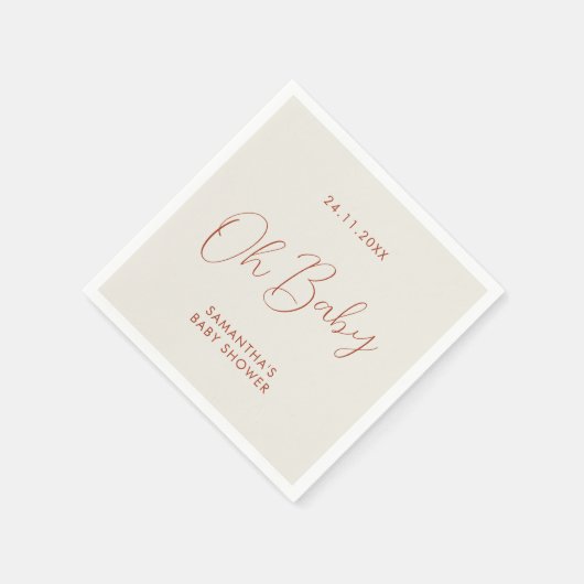 Minimalist Chic Script ivory Oh Baby Shower Serviette (Ecke)