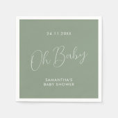 Minimalist Chic Script Sage Green Oh Baby Shower Serviette (Vorderseite)
