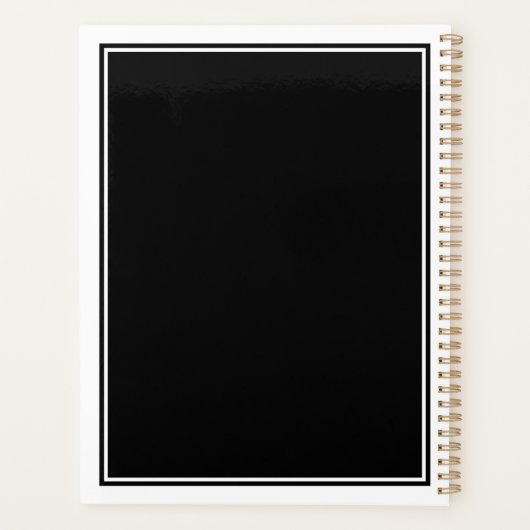 Minimalist Chic Two Boarder Monogram Name Black   Planer (Rückseite)