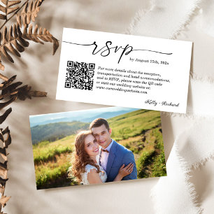 Minimalist Chic Wedding RSVP Website QR Code Photo Begleitkarte