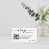 Minimalist Chic Wedding RSVP Website QR Code Photo Begleitkarte (Stehend Vorderseite)