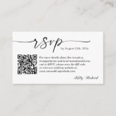 Minimalist Chic Wedding RSVP Website QR Code Photo Begleitkarte (Vorderseite)