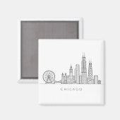 Minimalist Chicago Skyline Line Art Magnet (Vorderseite/Rückseite)