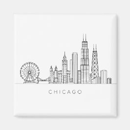 Minimalist Chicago Skyline Line Art Magnet