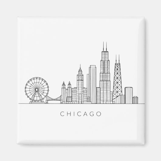 Minimalist Chicago Skyline Line Art Magnet (Vorne)