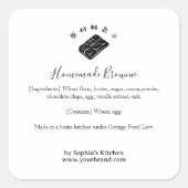 Minimalist Chocolate Logo Bakery Ingredient Label Quadratischer Aufkleber (Vorderseite)