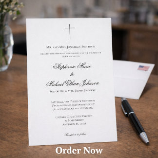MINIMALIST Christian Cross Formal Church Wedding Einladung