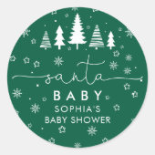 Minimalist Christmas Baby Shower Greenery Runder Aufkleber (Vorderseite)