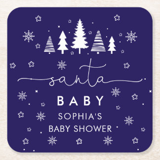 Minimalist Christmas Baby Shower Rechteckiger Pappuntersetzer