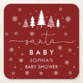 Minimalist Christmas Baby Shower Red Rechteckiger Pappuntersetzer (Vorderseite)