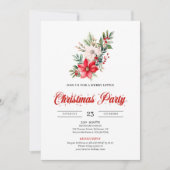 Minimalist Christmas Bouquet Red White Invitation Einladung (Vorderseite)